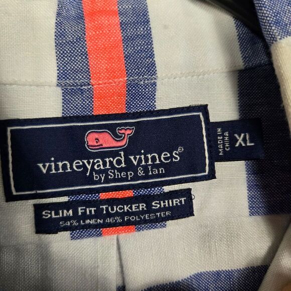 Vineyard Vines Slim Fit Tucker shirt mens XL long sleeve linen blend striped - Picture 2 of 10